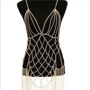 Gold body chain with fringes